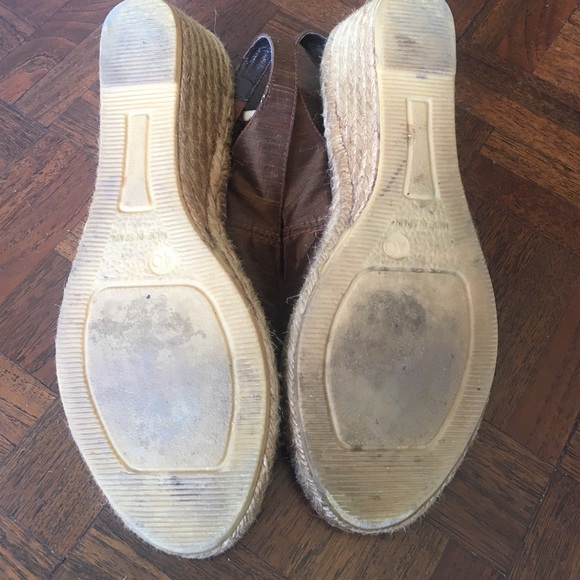 Eric Michael espadrilles wedge in brown silk - Picture 4 of 4